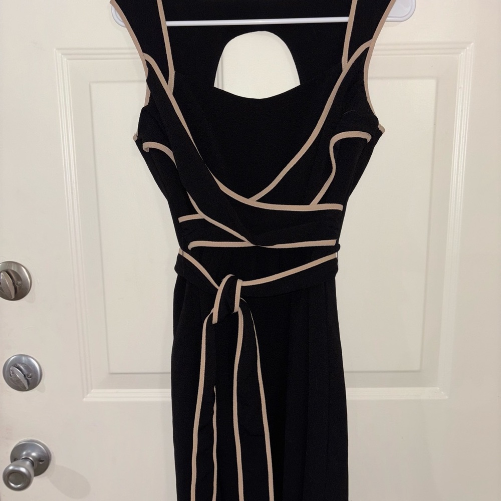 C. Luce Black Dress with Tan Accents